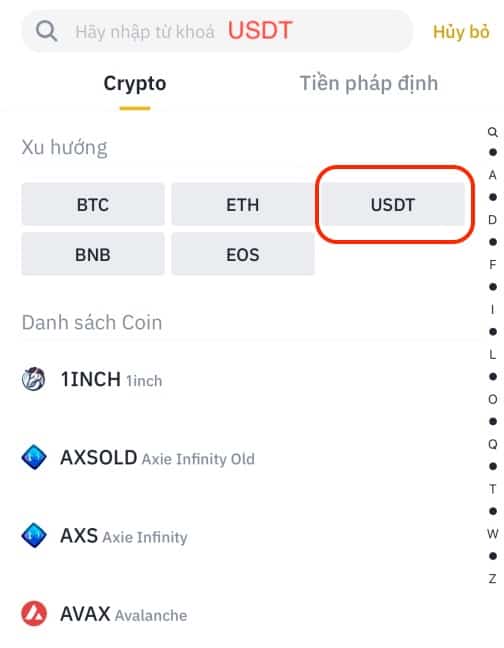 Cách nạp tiền vào binance