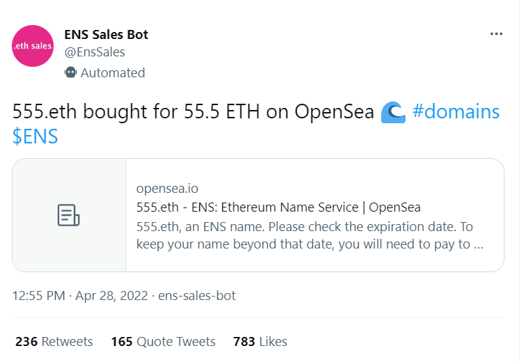 Cơn sốt tên miền NFT trên Ethereum liệu có đi theo “vết xe đổ” của bong bóng dot.com? - ảnh 5 Con sot ten mien NFT tren Ethereum lieu co di theo “vet xe do” cua bong bong dot.com? - anh 5